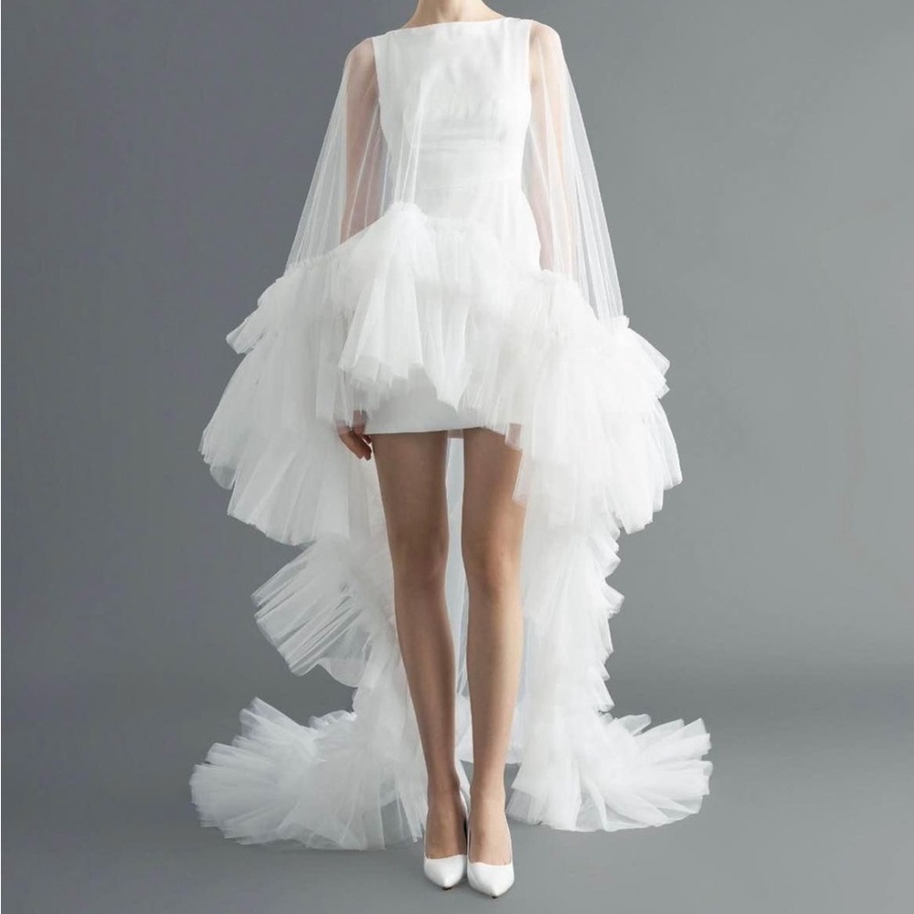 Tulle chapel Ruffle Wedding Cape- OliviaOceana